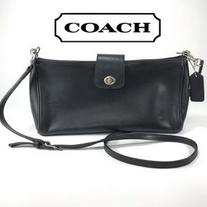 Vtg 90s COACH 9818 Black Leather Demi Black Purse